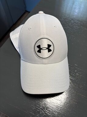 PGA Tour White Golf Hat with Black Logo